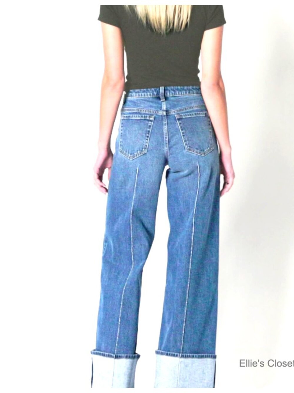 High-Rise Wide Leg Cuffed Jean, Low Stretch Denim, 79% Cotton - Picture 7 of 7